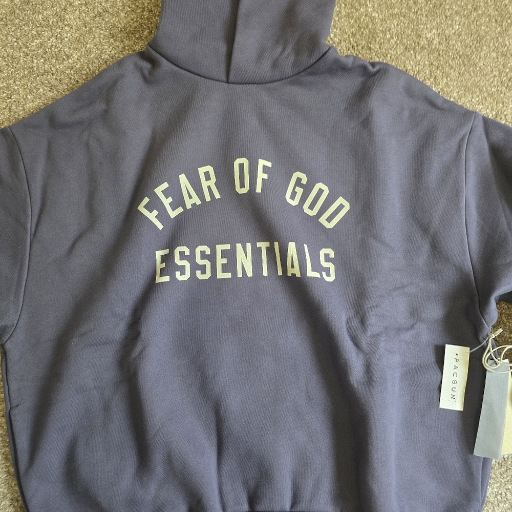 Fear of God ' Essentials Hoodie - Navy with White Logo
